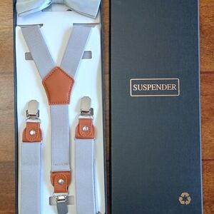 Gray and Brown Suspenders Set